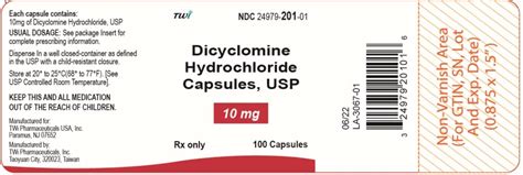 Dailymed Dicyclomine Hydrochloride Capsule