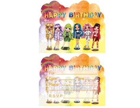 Buy 20 Pcs Rainbow High Birthday Party Invitation Cardsrainbow High