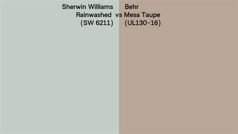 Sherwin Williams Rainwashed SW 6211 Vs Behr Mesa Taupe UL130 16