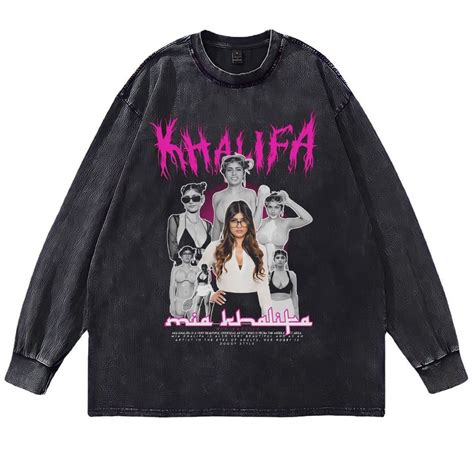 Jual Psycho Crucify Mia Khalifa Long Sleeve Oversized T Shirt Stone