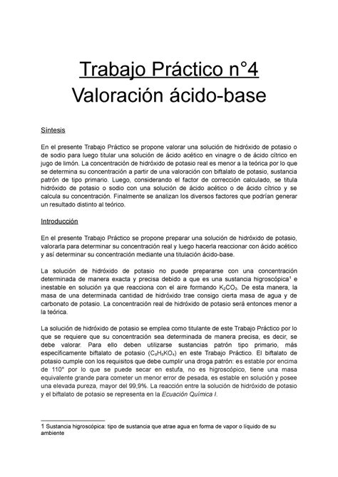 Experimento De Titulación ácido Base