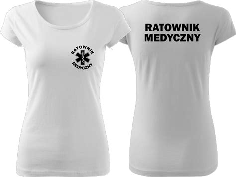 T Shirt Koszulka Damska Ratownik Medyczny Napis Na Plecach Szafa Medyka