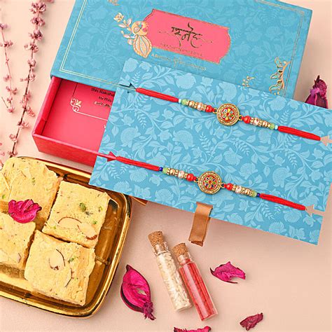 Sneh Meenakari Beads Rakhi Set Haldiram Soan Papdi Usa Gift Sneh