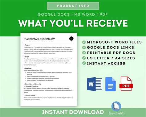 IT Acceptable Use Policy Template | ProBizTemplates