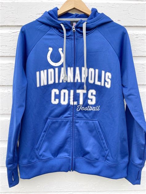 Indianapolis Colts Hoodie Sweatshirt Full Zip Hooded Womens 2xl