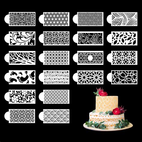 Modixun 20pcs Cake Decorating Stencils Hollow Lace Cake Decoration