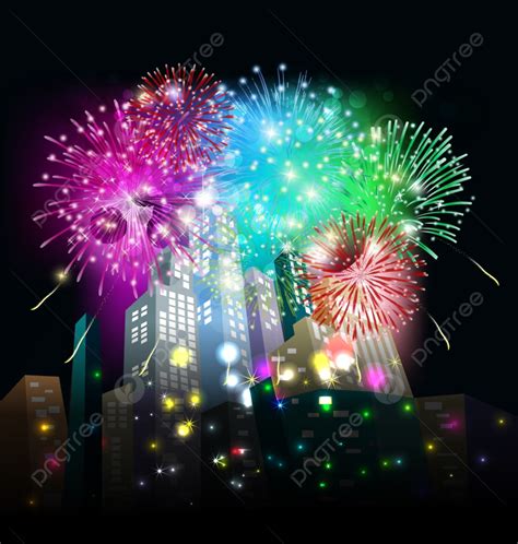 New Year Fireworks Vector Design Images, New Year S Fireworks Drawing ...