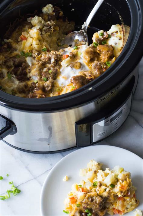 Slow Cooker Overnight Breakfast Casserole House Of Yumm