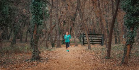 Attractive Woman Jogging Nature Outdoors Stock Image Image Of Happy