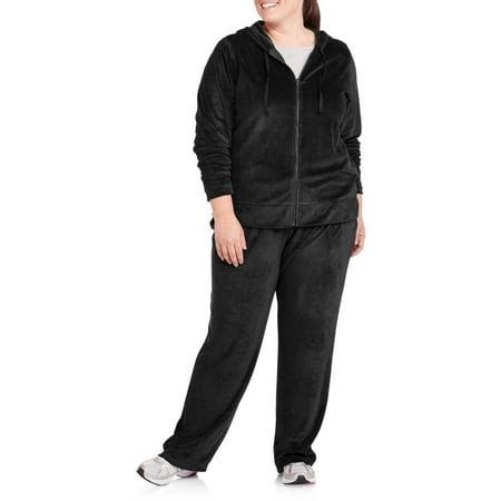 Women's Plus-Size Velour Hoodie and Pant Tracksuit Set - Walmart.com