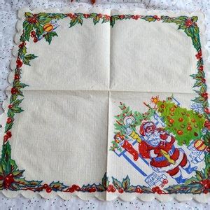 Vintage Paper Christmas Napkins S Santa Filling Etsy