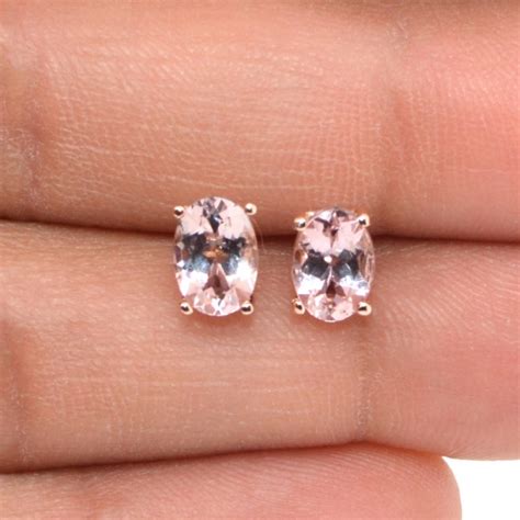 Buy 136 Carat Pink Morganite Stud Earring In 14k Rose Gold Bestingems