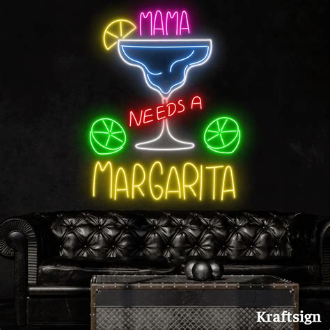 Craftnamesign Mama Needs A Margarita Neon Sign, Bar Neon Sign, Bar ...