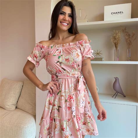 Vestido Ciganinha Floral Detalhe Amarra O Ros Dondoca Moda Feminina