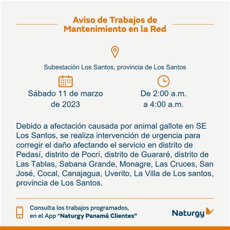 Naturgy Panamá on Twitter NaturgyInforma Panamá Afectación