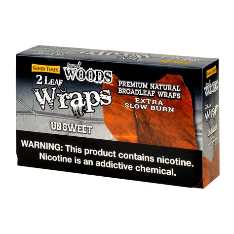 Good Times Sweet Woods Leaf Wrap Unsweet 25 Pouches Of 2 Tobacco Stock