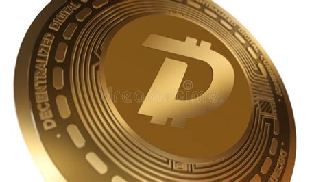 3D Render Golden Digibyte DGB Cryptocurrency Coin Symbol Close Up Stock