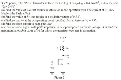 Solved 3 20 Points The Nmos Transistor In The Circuit In