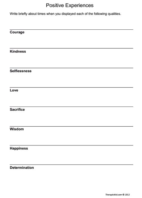 Therapy Aid Self Esteem Worksheets