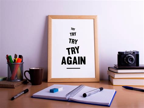 Try Try Try Again Motivational Poster Inspirational Print Etsy