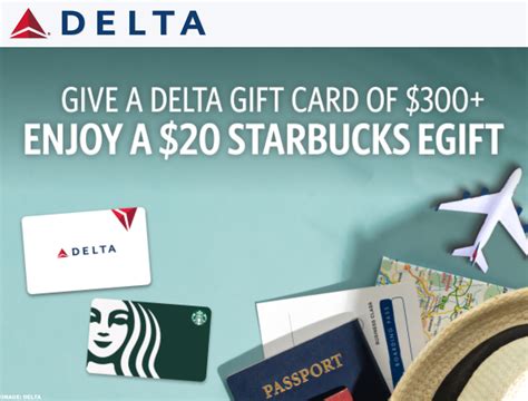 20 Starbucks Gift Card For 300 Delta Gift Card Purchase Through June