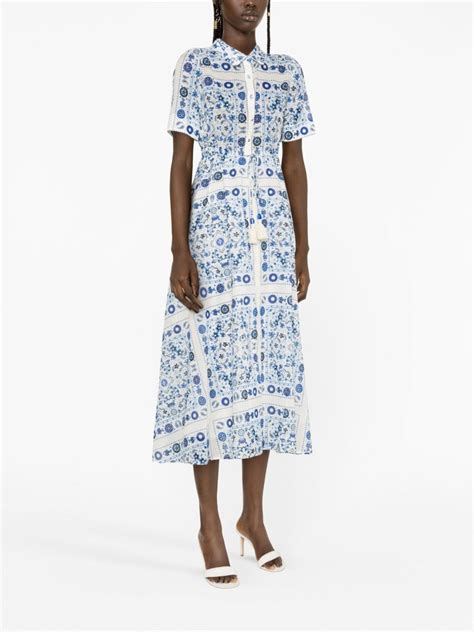 Tory Burch Pisces Dream Print Cotton Midi Dress Farfetch