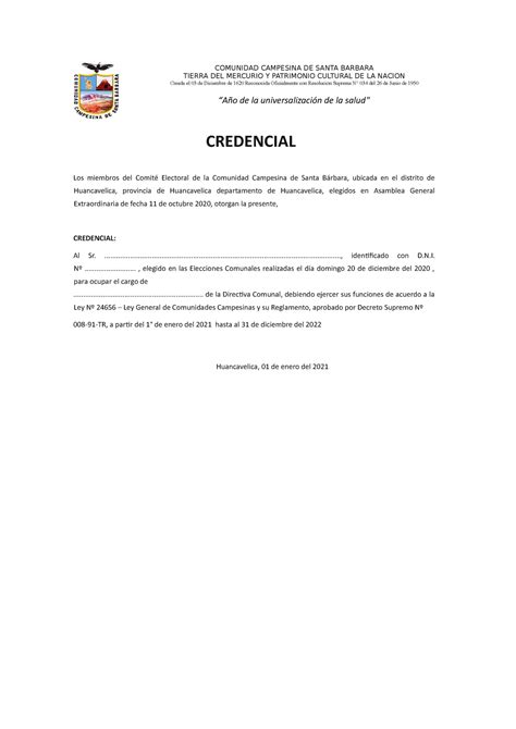 Credencial Junta Directiva CREDENCIAL Los miembros del Comité