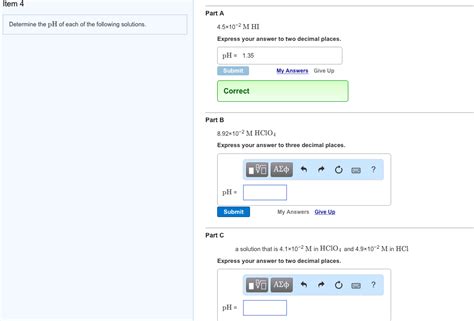 Solved Item Determine The Ph Of Each Of The Following Chegg