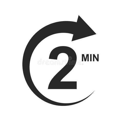 2 Min Countdown Sign Two Minutes Icon With Circle Arrow Stopwatch