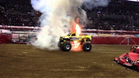 Monster Jam Truck Catches Fire Youtube