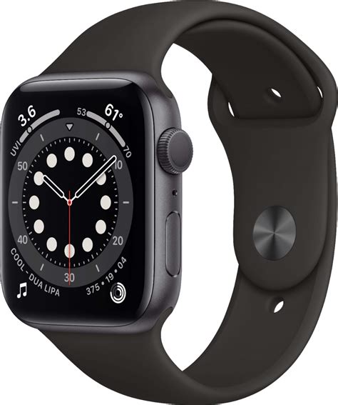 Best Buy: Apple Watch Series 6 (GPS) 44mm Space Gray Aluminum Case with Black Sport Band Space ...