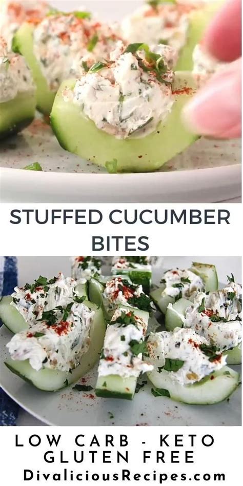 Stuffed Cucumber Bites With Video Divalicious Recipes Keto Recipes