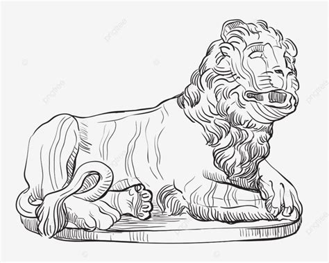 Stone Statue Vector Hd Png Images Sketch Of Stone Lying Lion Statue