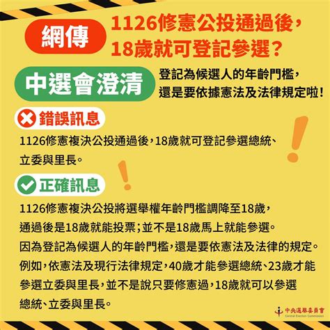 修憲公投通過後18歲可選總統？中選會：總統候選人的年齡門檻還是40歲 新頭殼 Line Today