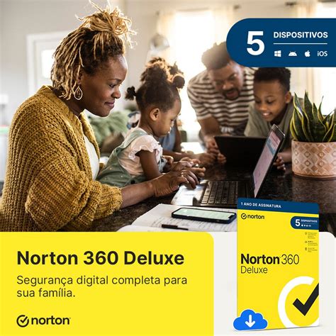 Norton Antivírus 360 Deluxe 5 Dispositivos Licença 12 Meses Digital