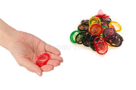 Condom In Woman Hand Isolated On White Background Stock Image Image