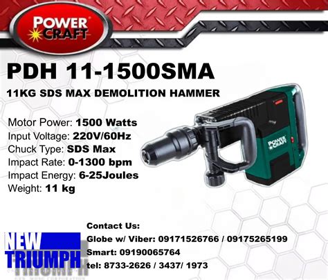 PowerCraft New 11kg SDS Max DEMOLITION HAMMER PDH 11 1500SMA Lazada PH