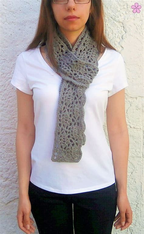 Crochet Lace Scarf With Scalloped Edge Pattern Crochet Scarf Pattern ...