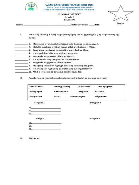 grade  summative test filipino