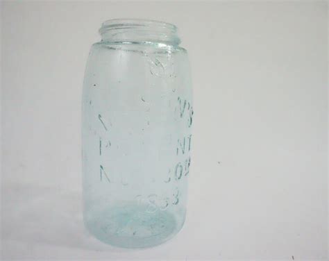 Masons Maltese Cross Patent Nov 30th 1858 Blue Glass Canning Jar Quart Size Patent Mark On