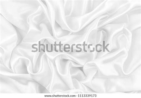 Luxurious Smooth White Silk Satin Fabric Stock Photo