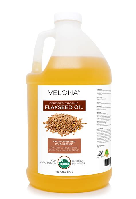 Velona Usda Certified Organic Flaxseed Oil 7 Lb 100 Pure And Natural Carrier Oil