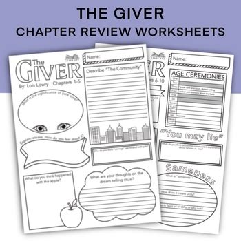 The Giver By Lois Lowry Chapter Overview Worksheets Discussion Questions