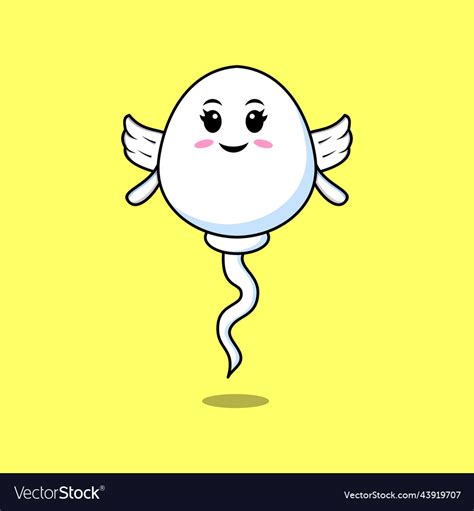 Cute Cartoon Sperm Character Wearing Wings Vector Image