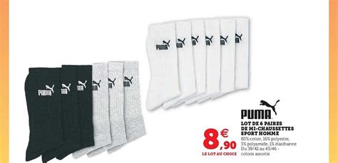 Promo Lot De 6 Paires De Mi Chaussettes Sport Homme Puma Chez Hyper U