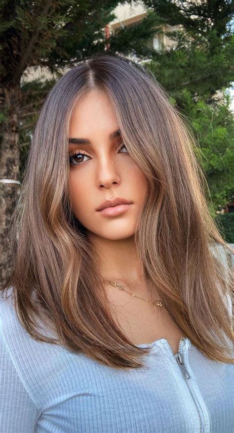 50+ Brunette + Brown Hair Colours & Hairstyles : Cinnamon Brown Lob Haircut