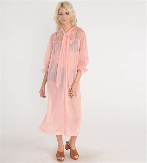 Sheer Pink Robe S Lingerie Robe Embroidered Open Ti Gem
