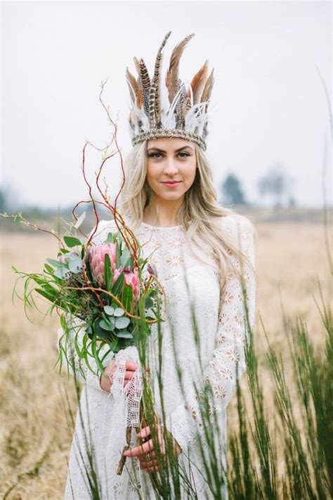 Wild Feather Headdress With Antique Gold Trim Bridal Headdress Boho