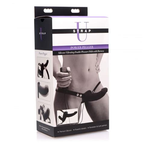 Power Pegger Silicone Vibrating Double Dildo With Harness Strap On U