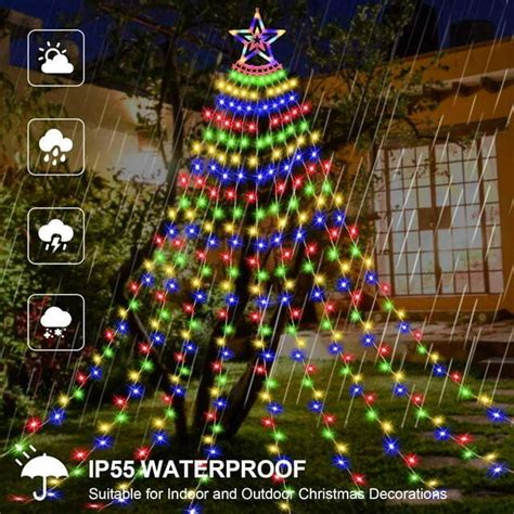 Christmas Tree Decorations Outdoor Star String Waterfall Lights 350 Led 115ft Ebay